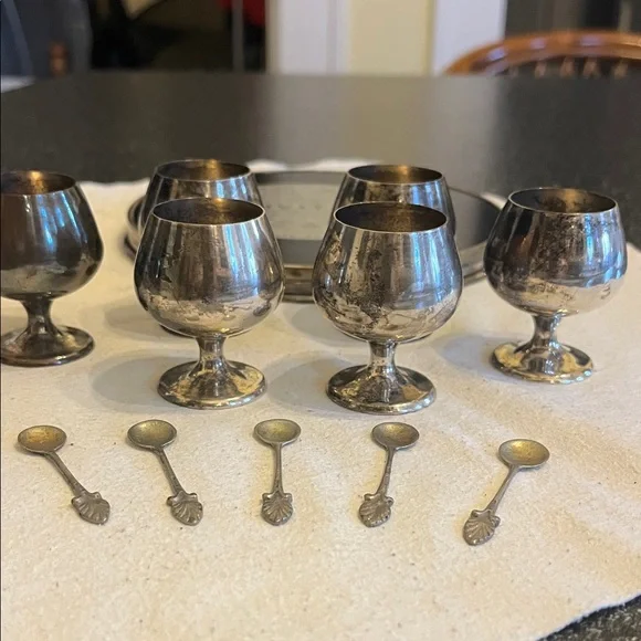 Gorham Silver Goblet Set with Spoons and Tray - Picture 2 of 8